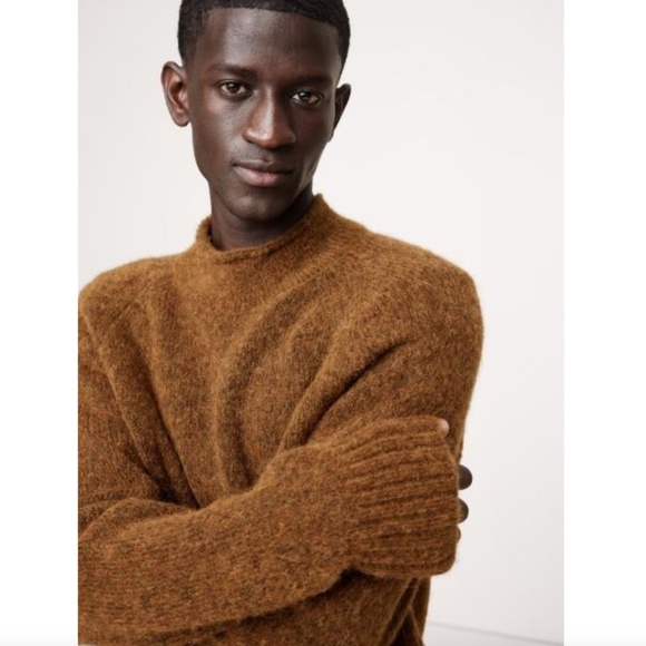 BANANA REPUBLIC Alpaca/Wool Blend Rolled Crew Neck Sweater in Rust Heather - L - Picture 2 of 11